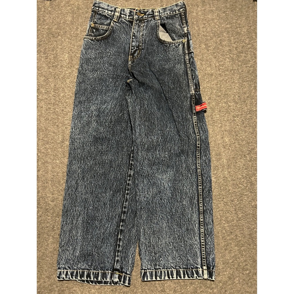 JNCO pachinno baggy jeans hip hop embroidery Y2K skater fit 28X28 (tag 30X29 - Picture 3 of 8